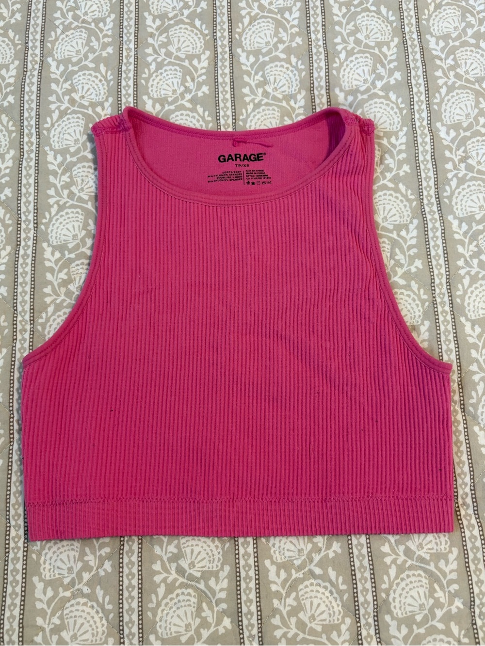 Garage Fuchsia Ribbed Crop Tank Top